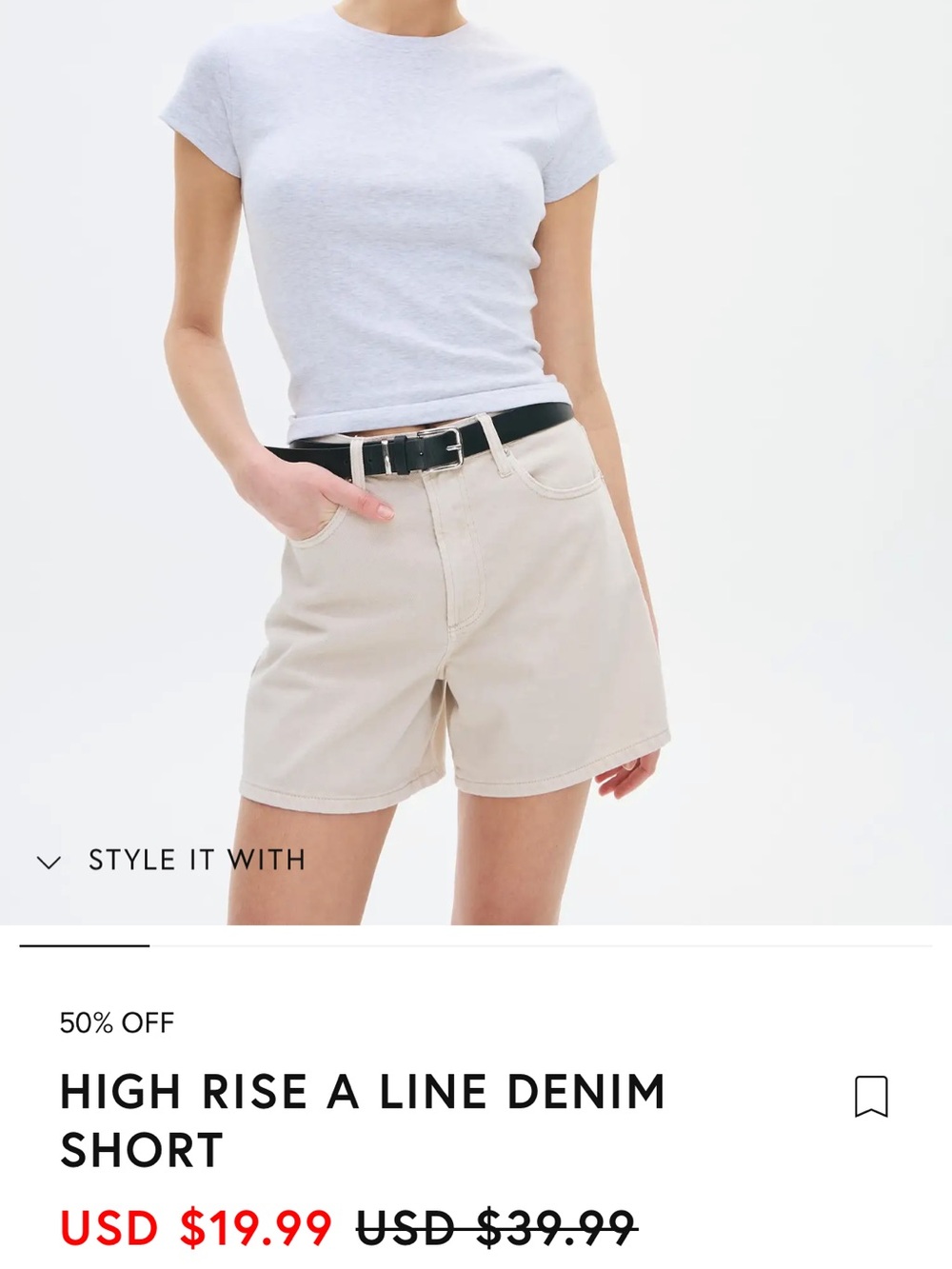 Glassons High Waist Denim Shorts — Cream